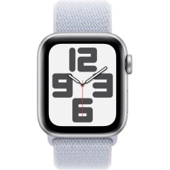 Apple Watch SE GPS 40 мм в цвете Silver Aluminium с ремешком Blue Cloud Sport Loop — Один размер (2024)