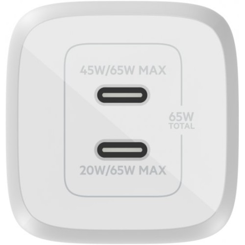 Сетевое зарядное устройство Belkin BoostCharge Pro GaN USB-Cx2 65W (белый)