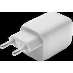 מטען קיר Belkin BoostCharge Pro GaN עם 2 יציאות USB-C בהספק 65W (לבן)