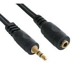 AUX 3.5mm Male to Female Shielded Molded Cable, 1.8 meters.