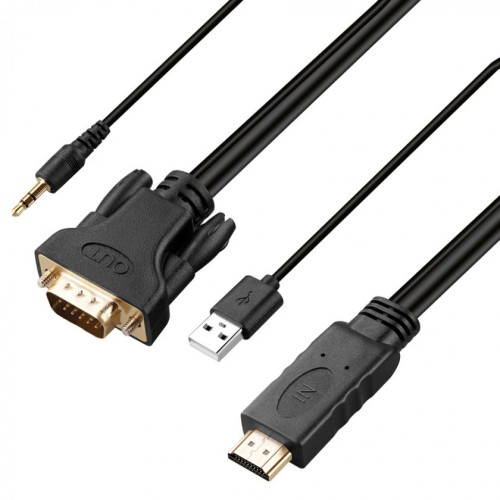 HDMI to VGA+Audio Converter Cable with USB Power, 1.8m Length