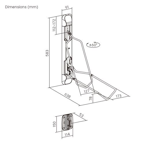 מתקן תלייה לאופניים לקיר מידה L