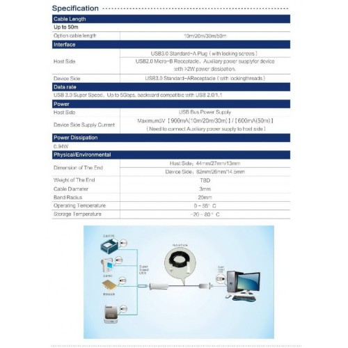 Cable Extension USB 3.0 Optical 10 Meters