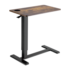 Gas spring side table with hidden casters — Black, Vintage Wood