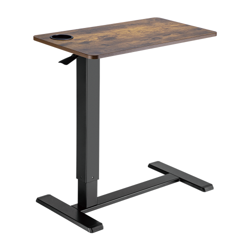 Gas spring side table with hidden casters — Black, Vintage Wood