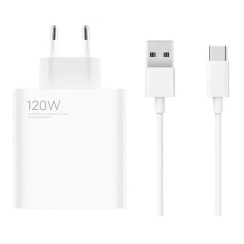 120W USB-A Charger (EU) + USB-A to Type-C Cable — White