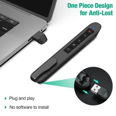 Rechargeable wireless PowerPoint presentation remote with pointer