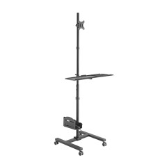 Mobile Workstation with Height Adjustment and Monitor Mount for 17"-32" Displays