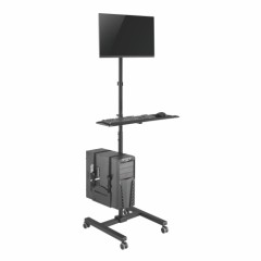 Mobile Workstation with Height Adjustment and Monitor Mount for 17"-32" Displays