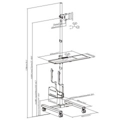 Mobile Workstation with Height Adjustment and Monitor Mount for 17"-32" Displays