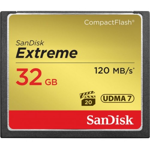 SanDisk 800x Extreme Compact-Flash memory card with a capacity of 32GB