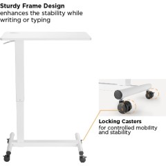 Mobile laptop table on wheels — White