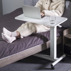 Mobile laptop table on wheels — White