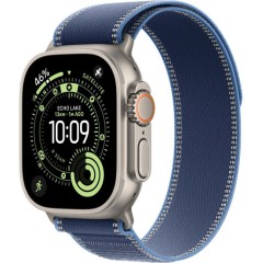שעון Apple Watch Ultra 3 בגודל 49 מ"מ עם GPS + Cellular בצבע Natural Titanium עם רצועת Blue/Bright Blue Trail Loop M/L (2025)