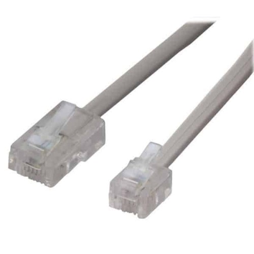 Сетевой кабель для телефона RJ11 — RJ45 серый длиной 10 метров