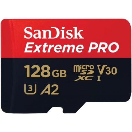 כרטיס זיכרון SanDisk Extreme Pro A2 MicroSDXC בנפח 128GB עם מתאם