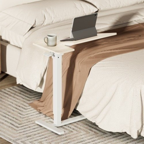 Height-adjustable side table with tilting tabletop — Black