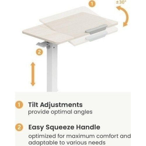 Height-adjustable side table with tilting tabletop — Black