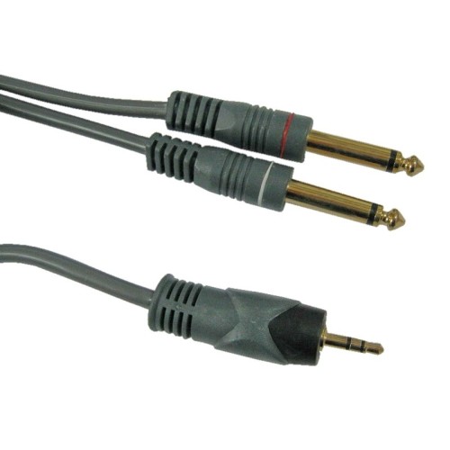 AUX 3.5 STEREO - 2x6.35 MONO Cable, 2m Length, TopX