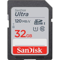 SanDisk Ultra SDHC memory card with a capacity of 32GB