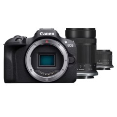 מצלמה דיגיטלית ללא מראה Canon EOS R100 + עדשות RF-S 18-45mm F4.5-6.3 IS STM ו-RF-S 55-210mm F5-7.1 IS STM — שחור