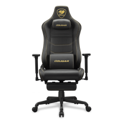 כיסא גיימינג COUGAR Armor Evo S Gold עם הדום רגליים וכרית מגנטית – שחור-זהב