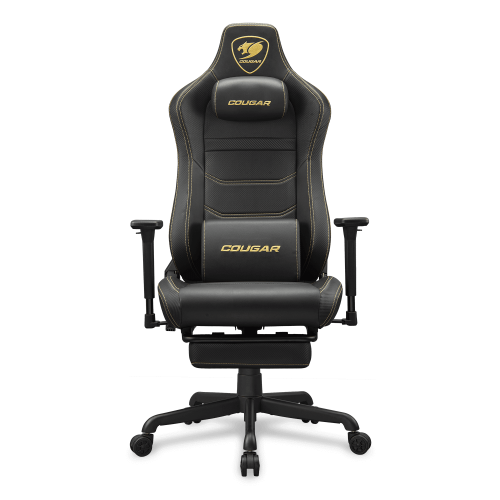 כיסא גיימינג COUGAR Armor Evo S Gold עם הדום רגליים וכרית מגנטית – שחור-זהב