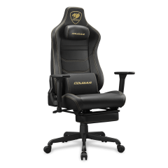 כיסא גיימינג COUGAR Armor Evo S Gold עם הדום רגליים וכרית מגנטית – שחור-זהב