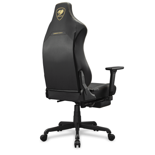 כיסא גיימינג COUGAR Armor Evo S Gold עם הדום רגליים וכרית מגנטית – שחור-זהב