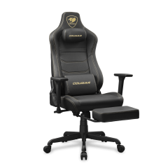 כיסא גיימינג COUGAR Armor Evo S Gold עם הדום רגליים וכרית מגנטית – שחור-זהב
