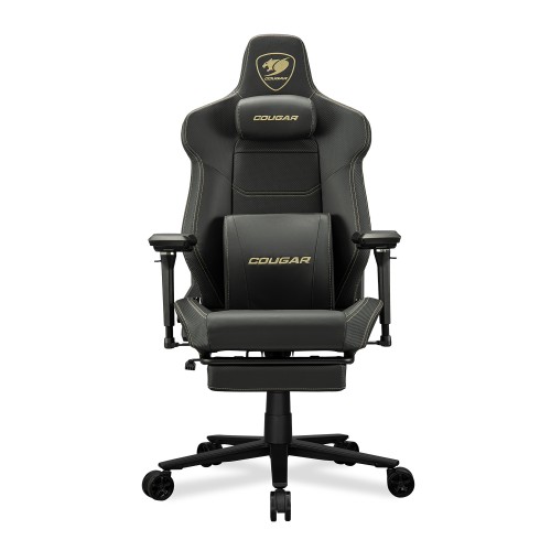 כיסא גיימינג COUGAR Armor Evo M Gold עם משענות יד 5D והדום רגליים – שחור-זהב