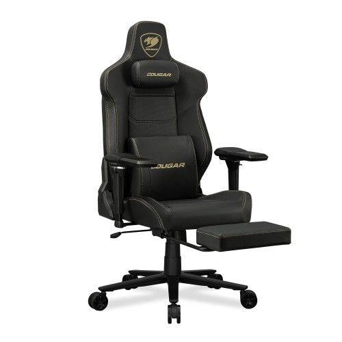 כיסא גיימינג COUGAR Armor Evo M Gold עם משענות יד 5D והדום רגליים – שחור-זהב