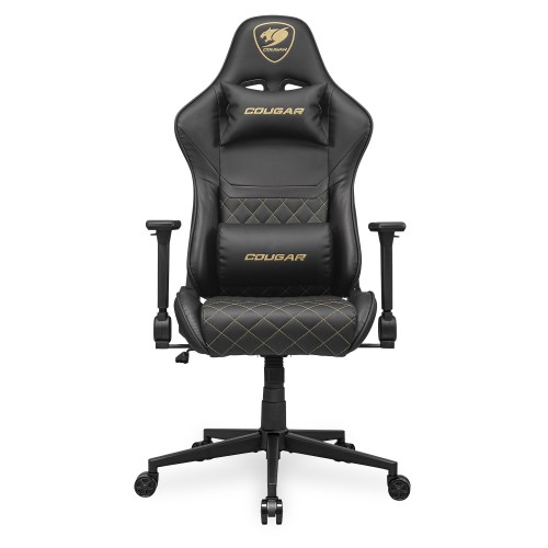 כיסא גיימינג COUGAR Armor One V2 עם משענות יד מתקפלות 4D והטיה עד 155° – שחור-זהב