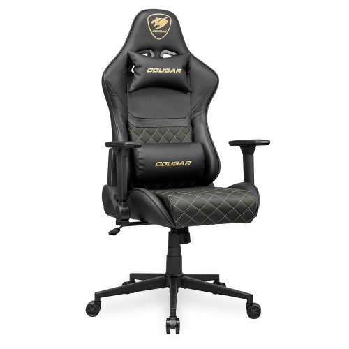 כיסא גיימינג COUGAR Armor One V2 עם משענות יד מתקפלות 4D והטיה עד 155° – שחור-זהב
