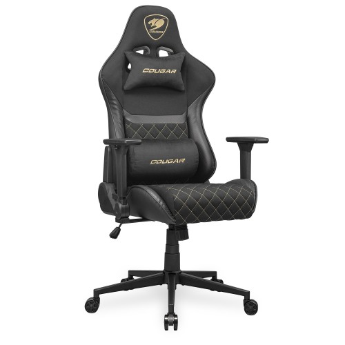 כיסא גיימינג COUGAR Armor One V2 F עם משענות יד מתקפלות 4D והטיה עד 155° – שחור-זהב