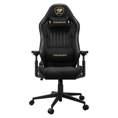 כיסא גיימינג COUGAR Explore Royal F Edition עם ריפוד משולב מעור PVC נושם ובד קטיפתי – שחור-זהב