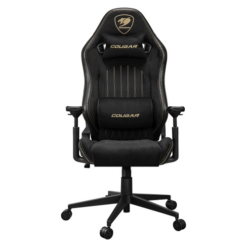 כיסא גיימינג COUGAR Explore Royal F Edition עם ריפוד משולב מעור PVC נושם ובד קטיפתי – שחור-זהב