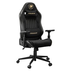 כיסא גיימינג COUGAR Explore Royal F Edition עם ריפוד משולב מעור PVC נושם ובד קטיפתי – שחור-זהב