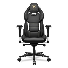 COUGAR Hotrod Royal Black Gold Gaming Chair with Microsuede Finish and 4D Armrests — Black Gold