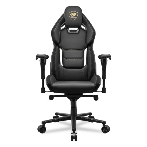 COUGAR Hotrod Royal Black Gold Gaming Chair with Microsuede Finish and 4D Armrests — Black Gold