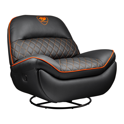 כורסת גיימינג ריקליינר COUGAR Overlord Trimotion עם בסיס מסתובב – שחור-כתום