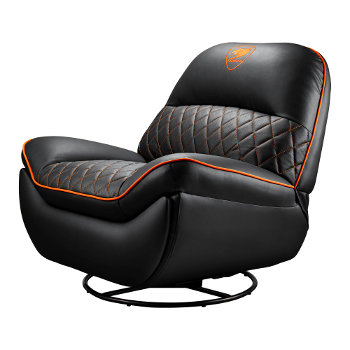 כורסת גיימינג ריקליינר COUGAR Overlord Trimotion עם בסיס מסתובב – שחור-כתום