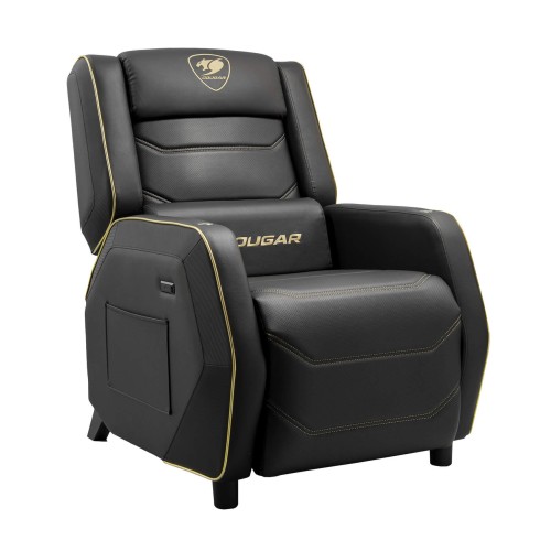 Игровой диван-реклайнер Cougar Ranger Pro Royal с выдвижным столиком и подставкой для ног — чёрно-золотое