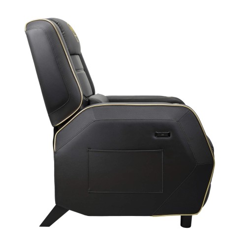 Игровой диван-реклайнер Cougar Ranger Pro Royal с выдвижным столиком и подставкой для ног — чёрно-золотое