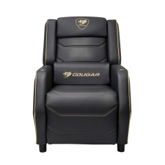 Игровой диван-реклайнер Cougar Ranger Pro Royal с выдвижным столиком и подставкой для ног — чёрно-золотое