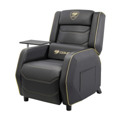 Игровой диван-реклайнер Cougar Ranger Pro Royal с выдвижным столиком и подставкой для ног — чёрно-золотое