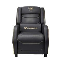 Игровой диван COUGAR RANGER S со складной подставкой для ног и регулируемой спинкой — чёрно-золотое