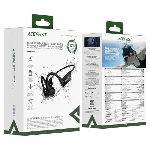 ACEFAST N10 Bone Conduction Wireless Earphones with 8GB Built-in Memory — Black