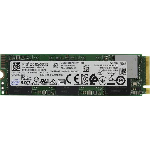 Внутренний SSD-накопитель Intel 660p 512GB NVMe PCIe M.2 2280