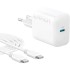 Anker PowerPort 312 20W Wall Charger with USB-C to USB-C Cable 0.9m — White